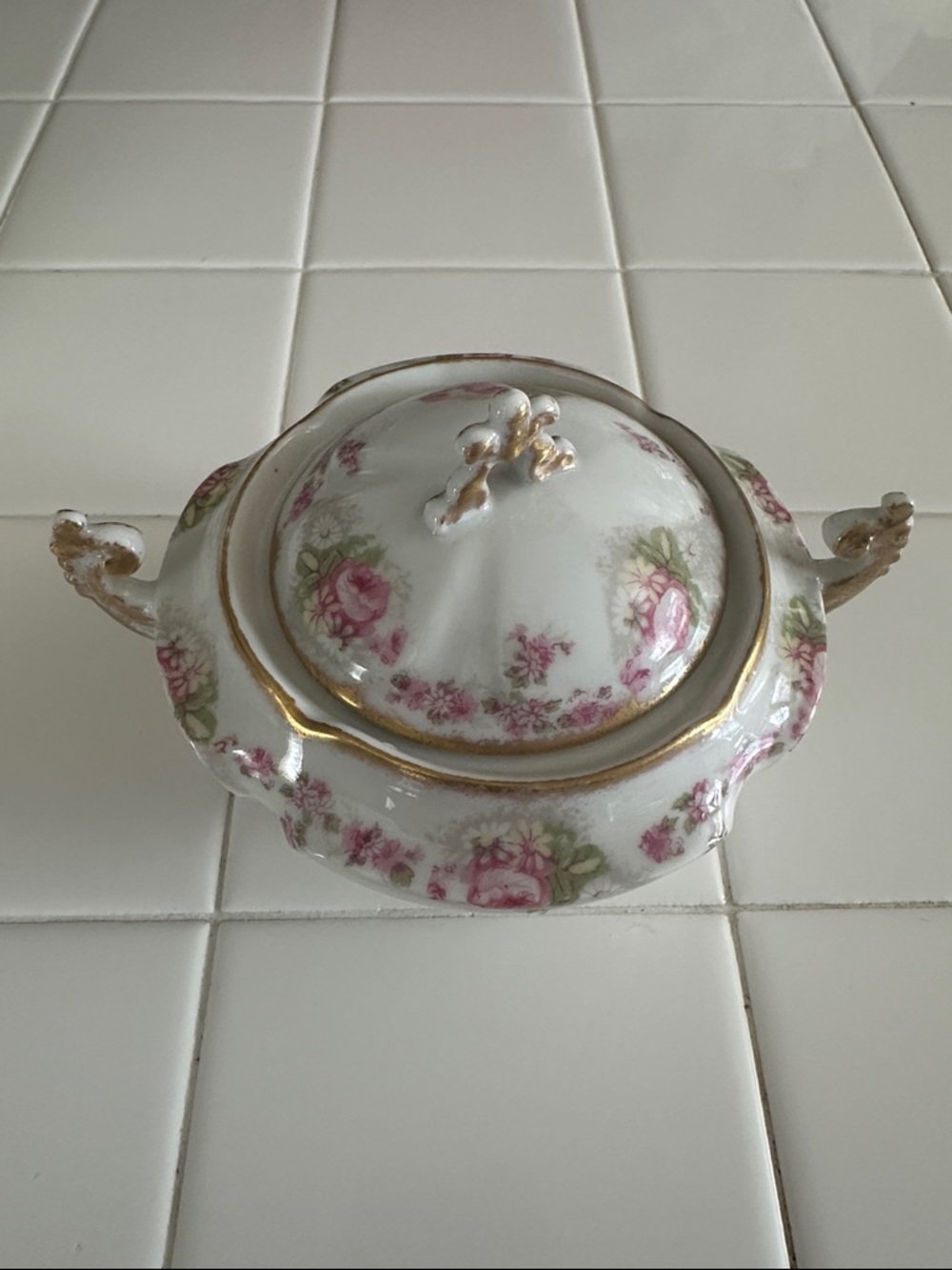 Limoges Haviland Porcelain Floral Covered Sugar Bowl